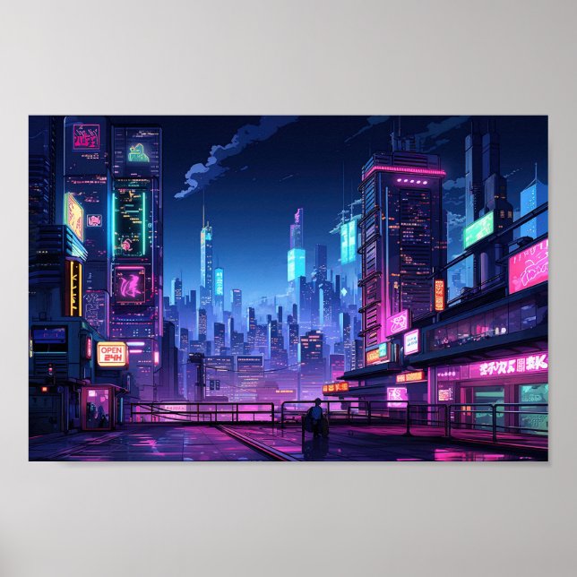 Poster Cyberpunk Tokyo Rooftop (Frente)