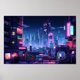 Poster Cyberpunk Tokyo Rooftop City