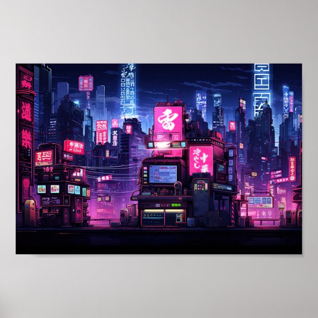 Poster Cyberpunk Tokyo Street Diner (Frente)