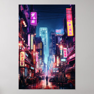 Poster Cyberpunk Tokyo Street Neon Light