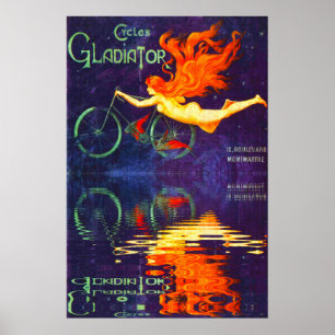 Poster Cycles Gladiator Reflexão no Tempo Ciclismo Francê