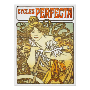 Póster Cycles Perfecta por Alphonse Mucha Art Nouveau