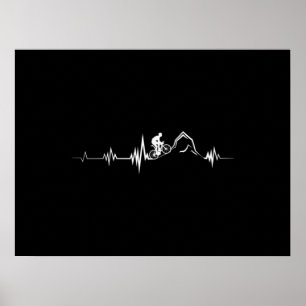 Poster Cycling Heartbeat Racing Bicycle Mountain Bike