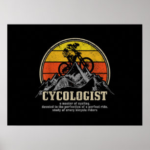 Poster Cycologist Definição Bicicleta de Montanha Engraça