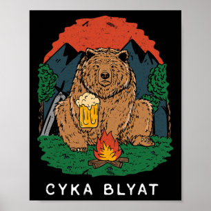 Poster Cyka Blyat - Urso de Ditado Engraçado Ussr Acampam
