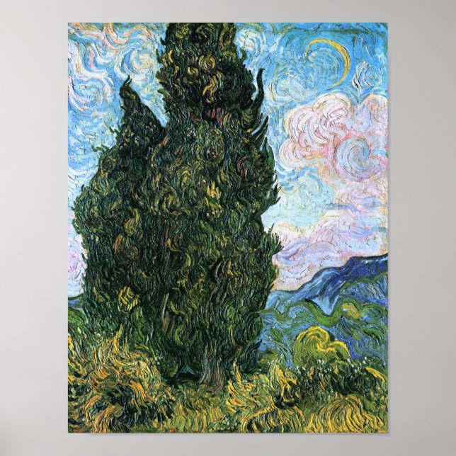 Póster Cyprestes, Vincent van Gogh Fine Art (Frente)