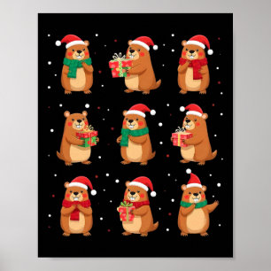 Poster Cypybaras Christmas Santa Hat Funny Cypybara Lover