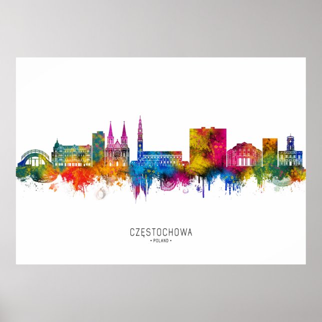 Poster Częstochowa Poland Skyline (Frente)