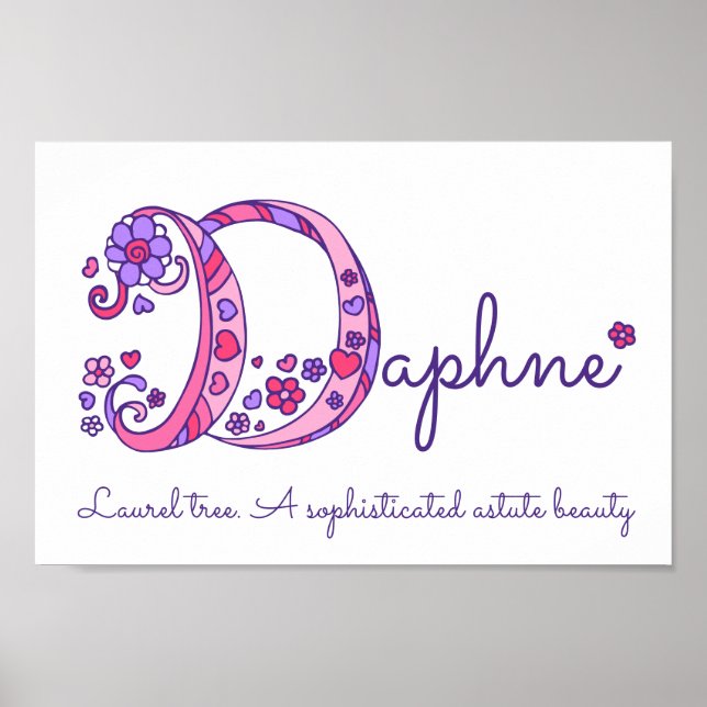 Poster D monograma arte Daphne nome feminino significa po (Frente)