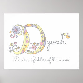 Poster D nome inicial das raparigas Dyvah que significa p