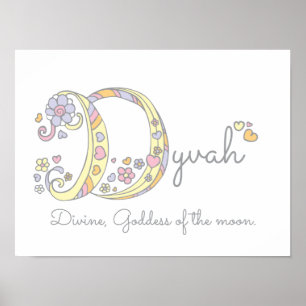 Poster D nome inicial das raparigas Dyvah que significa p