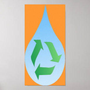 Poster da água do reciclar