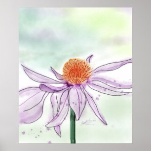 Poster da aguarela da flor do cone