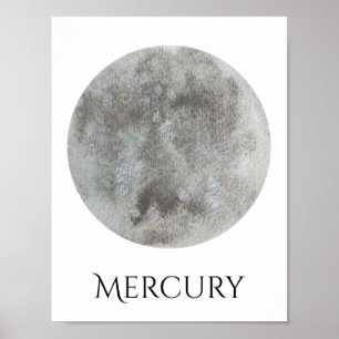 Poster da aguarela do planeta de Mercury