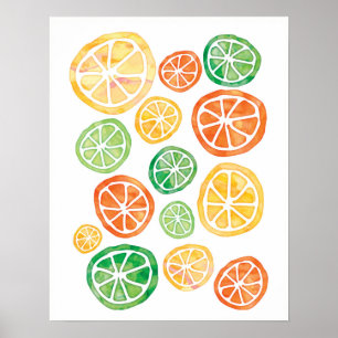 Poster da aguarela dos limões e das laranjas do