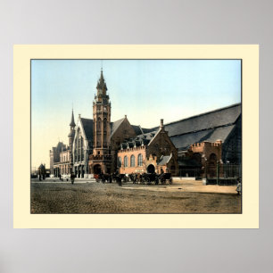 Poster Da antiguidade do foto a cores de Bruges estação