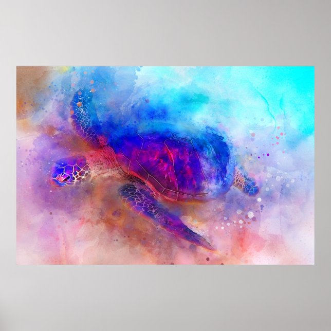 Poster da Aquarela do Mar Havaí (Frente)