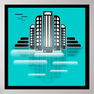 poster da arquitectura da cidade do art deco