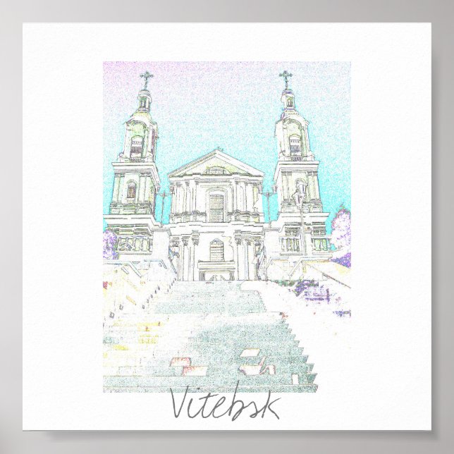 Poster da Arquitetura da Igreja de Vitebsk Belarus (Frente)