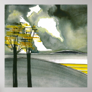 Poster da arte abstracta da ilha/impressão