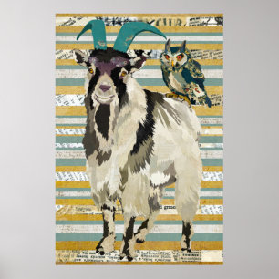 Poster da arte da cabra & da coruja de Billy