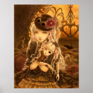 Poster da arte da fantasia de Steampunk