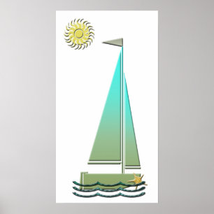 Poster da arte do barco de navigação