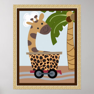 Poster da arte do berçário dos animais do trem