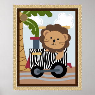 Poster da arte do berçário dos animais do trem