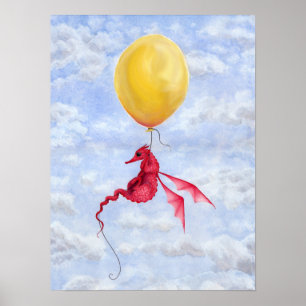 Poster da arte do dragão da fantasia - acima no a