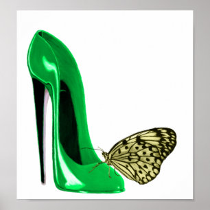 Poster da arte do estilete e da borboleta do verde
