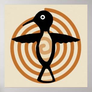 Poster da arte do pássaro de Mimbres