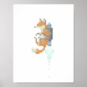 Poster da arte do pixel do Fox Jetpack