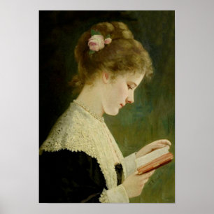 Poster da arte do vintage da leitura da menina