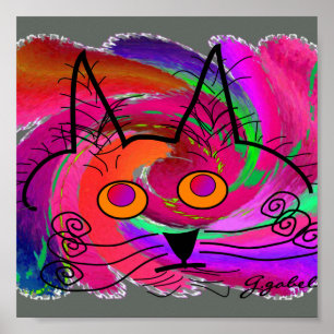 Poster da arte dos amantes do gato--Gato abstrato