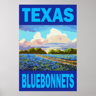Poster da arte dos Bluebonnets de Texas