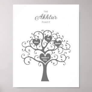 Poster da Árvore da Família Silver Hearts