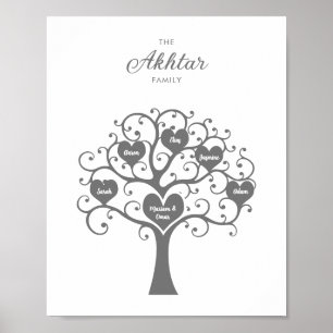 Poster da Árvore da Família Silver Hearts