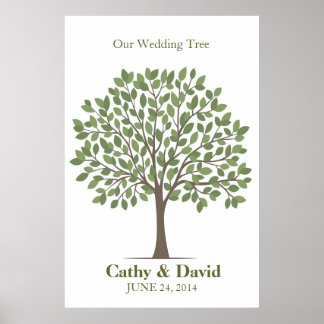 Poster da Árvore de Assinatura de Casamento - Verd