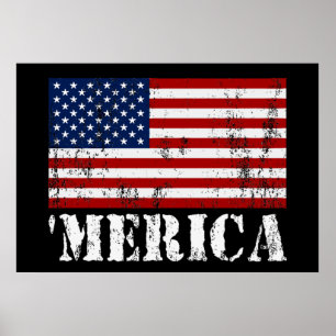 Poster da bandeira de MERICA E.U. do vintage