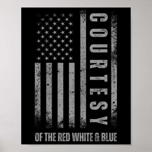 Poster Da Bandeira Vermelha E Azul Dos Eua 4 De Julho (Frente)