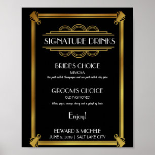 Poster da bebida do art deco