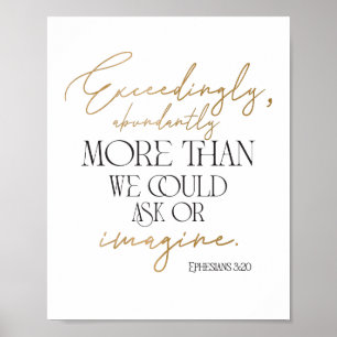 Poster da Bíblia Verso Efésios 3:20 Dourado e Pret