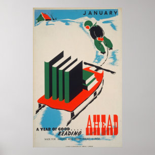 Poster da biblioteca do vintage