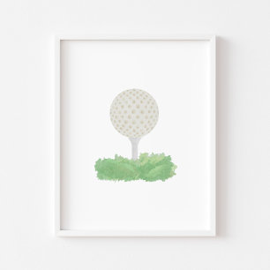 Poster da bola de golfe de aquarela