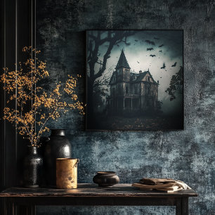 Poster da Casa Assombrada - Impressão de Halloween