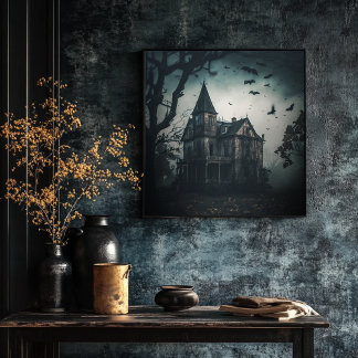 Poster da Casa Assombrada - Impressão de Halloween