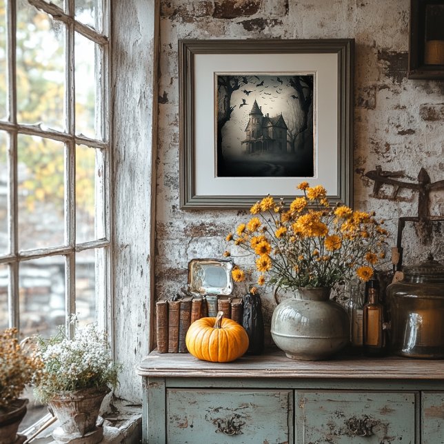 Poster da Casa Assombrada - Impressão de Halloween (Criador carregado)