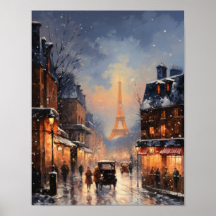 Poster da cena de inverno na rua Paris