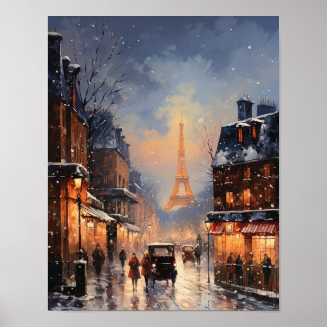 Poster da cena de inverno na rua Paris (Frente)